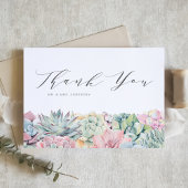 Waterverf pastel vetplanten Garland bruiloft Bedankkaart