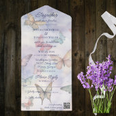 Waterverf Pastel Vlinders met QR Code All In One Uitnodiging