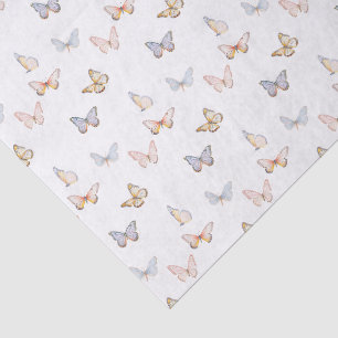 Waterverf pastel vlinders op zwart tissuepapier