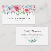 Waterverf Pastel Voorjaar Floral Garland Visitekaartje (Voorkant / Achterkant)