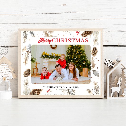 Waterverf Pastel Winter Foto Vakantie Kaart Poster