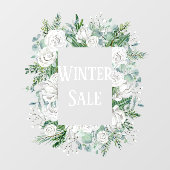 waterverf pastelblauwe bloemenkrans winteruitverko raamsticker (Vel)