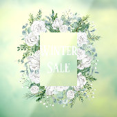 waterverf pastelblauwe bloemenkrans winteruitverko raamsticker (Vel 3)