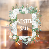 waterverf pastelblauwe bloemenkrans winteruitverko raamsticker (Vel 2)