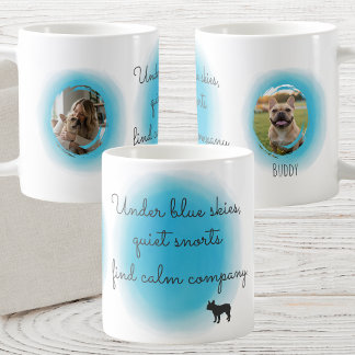 Waterverf Pastelblauwe Franse Bulldog - Op Maat Ge Koffiemok