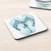 WATERVERF PASTELBLAUWE LOSSE TEENSLIPPERS BIER ONDERZETTER (Linkerzijde)