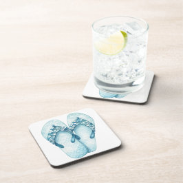 WATERVERF PASTELBLAUWE LOSSE TEENSLIPPERS BIER ONDERZETTER