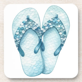 WATERVERF PASTELBLAUWE LOSSE TEENSLIPPERS BIER ONDERZETTER