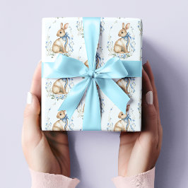 Waterverf Pastelblauwe Paashaas Inpakpapier