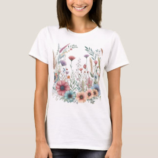 Waterverf pastelbloemen in Snoep Land T-shirt