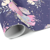 Waterverf pastelbloemen met glitteraccenten cadeaupapier (Rol Hoek)