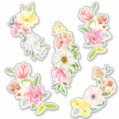  Waterverf pastelbloemen Sticker (Voorkant)