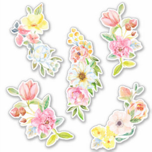 Waterverf pastelbloemen Sticker