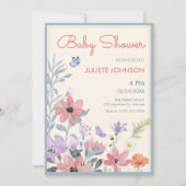 Waterverf pastelbloemen vlinder baby shower kaart (Voorkant)