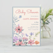 Waterverf pastelbloemen vlinder baby shower kaart (Staand voorkant)