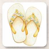 WATERVERF PASTELGELE LOSSE TEENSLIPPERS BIER ONDERZETTER (Voorkant)