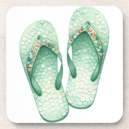 WATERVERF PASTELGROENE LOSSE TEENSLIPPERS BIER ONDERZETTER