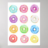 Waterverf pastelkleurdonuts poster (Voorkant)