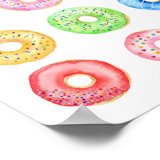 Waterverf pastelkleurdonuts poster (Hoek)