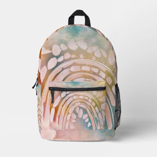  Waterverf pastelkleurige regenboog Bedrukte Rugzak (Voorkant)