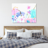 Waterverf pastelpompoen en florale lijsten canvas afdruk (Insitu (Slaapkamer))