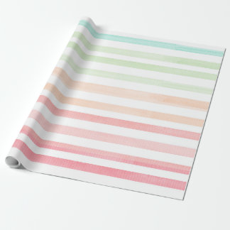 Waterverf Pastelregenboogstrips 2 Cadeaupapier