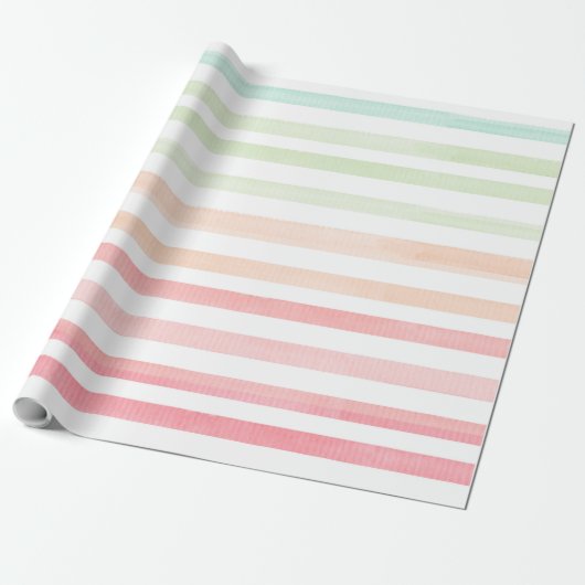 Waterverf Pastelregenboogstrips 2 Cadeaupapier (Uitgerold)