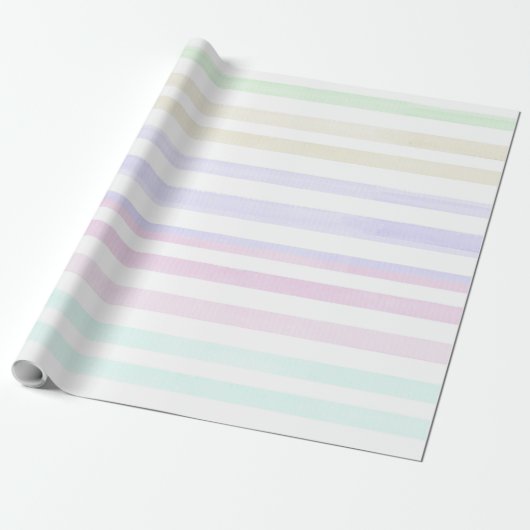 Waterverf Pastelregenboogstrips 4 Cadeaupapier (Uitgerold)