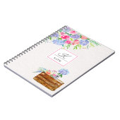 Waterverf Pastelrozen, Hydrangea Monogram Notitieboek (Linkerzijde)