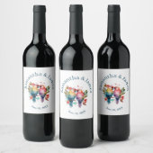 Waterverf Pastels Liefdesvogels Wijn Etiket (Flessen)