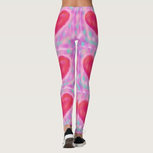 Waterverf pastels met hartjes leggings (Achterkant)