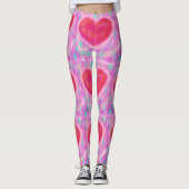 Waterverf pastels met hartjes leggings (Voorkant)