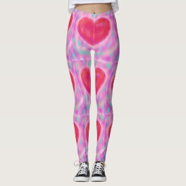 Waterverf pastels met hartjes leggings