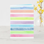 Waterverf pastelstrepen Happy Birthday voor jou Kaart (Gele Bloem)