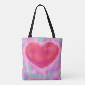 Waterverf pasteltinten met hartontwerp tote bag (Achterkant)