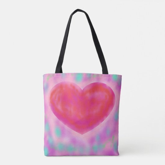 Waterverf pasteltinten met hartontwerp tote bag (Achterkant)