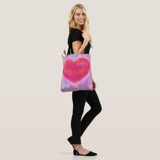 Waterverf pasteltinten met hartontwerp tote bag (Op model)