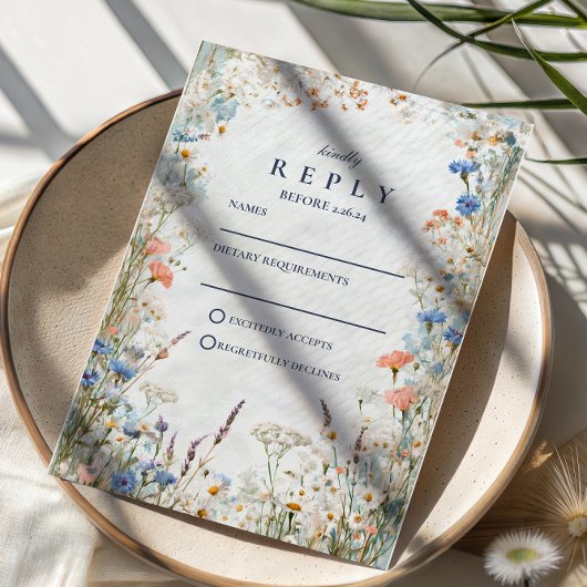 Waterverf Pasteltuin Bruiloft RSVP Kaartje