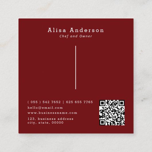 Waterverf Pastry Custom QR Code Minimalistische Ba Vierkante Visitekaartje (Achterkant)