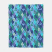 Waterverf Patchwork Dragon in Blue and Green Tape Fleece Deken (Voorkant)