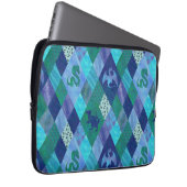 Waterverf Patchwork Dragon in Blue and Green Tape Laptop Sleeve (Voorkant Rechts)