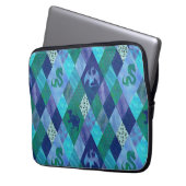 Waterverf Patchwork Dragon in Blue and Green Tape Laptop Sleeve (Voorkant Links)