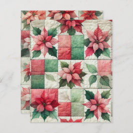 Waterverf Patchwork Poinsettia Scrapbook Paper