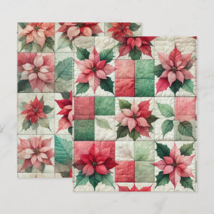 Waterverf Patchwork Poinsettia Scrapbook Paper