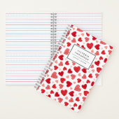 Waterverf Patchwork Rode Harten Patroon Notitieboek (Binnen)