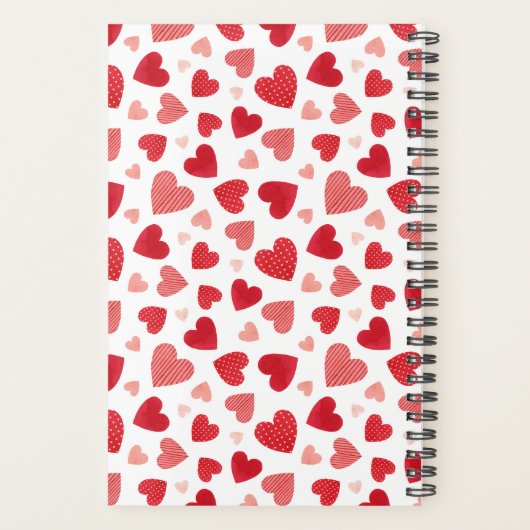 Waterverf Patchwork Rode Harten Patroon Planner (Achterkant)