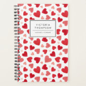 Waterverf Patchwork Rode Harten Patroon Planner (Voorkant)