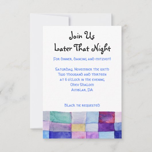 WATERVERF PATCHWORK TREE Bat Mitzvah Party Card Kaart (Voorkant)