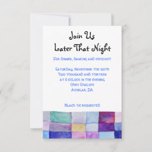 WATERVERF PATCHWORK TREE Bat Mitzvah Party Card Kaart