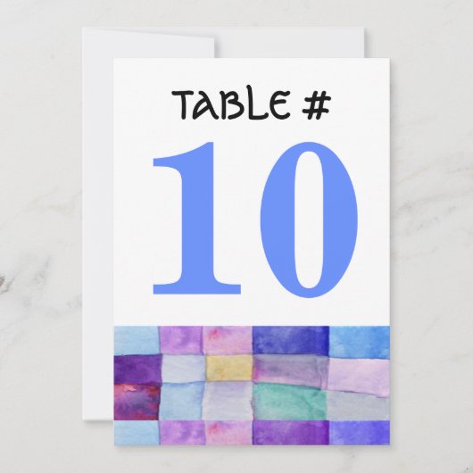 WATERVERF PATCHWORK TREE Table Number Kaart (Voorkant)